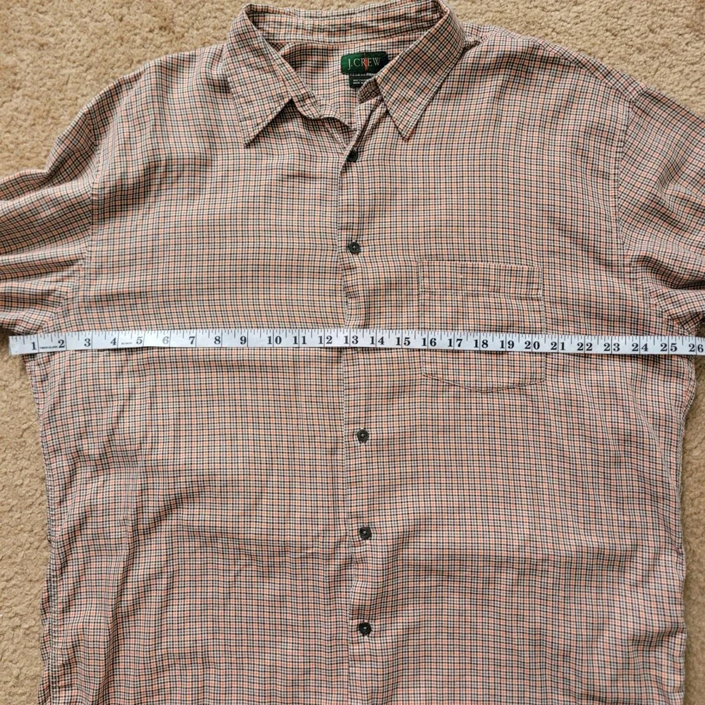 J. Crew Mens XL Button Down Shirt Orange Black Micro‎ Check Cotton Long Sleeve